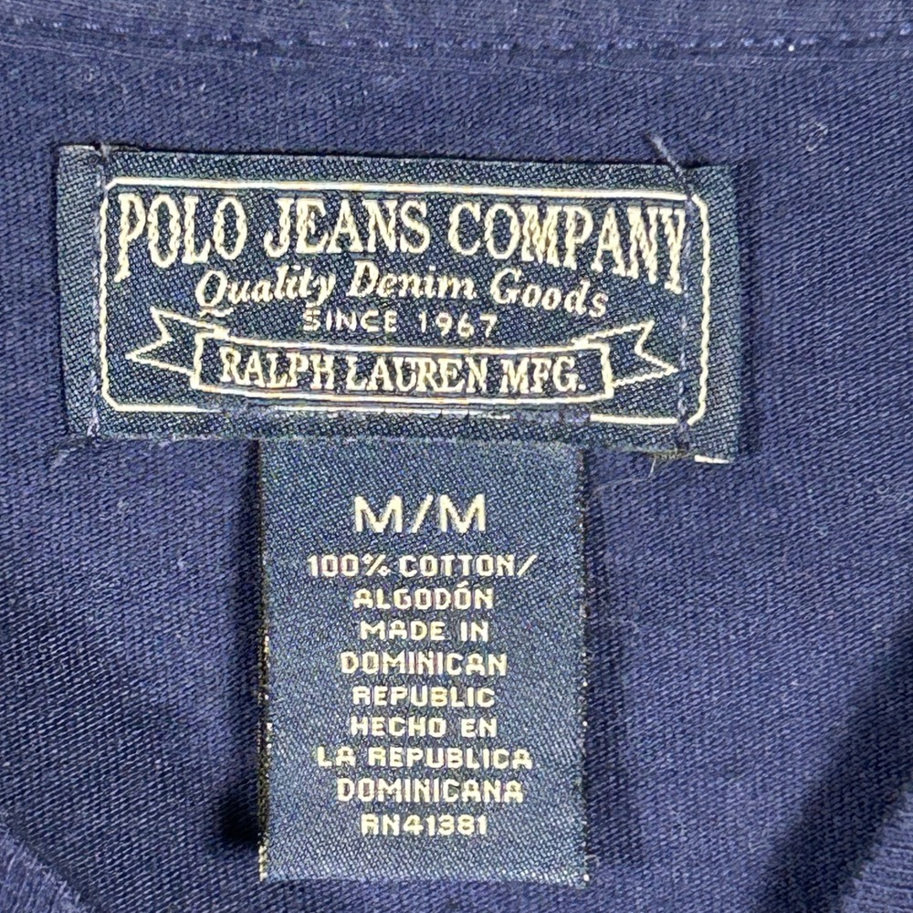 Ralph Lauren T-Shirt Mens M Navy Blue Graphic Polo Jeans Co Anchor 67 NYC - Picture 3 of 7